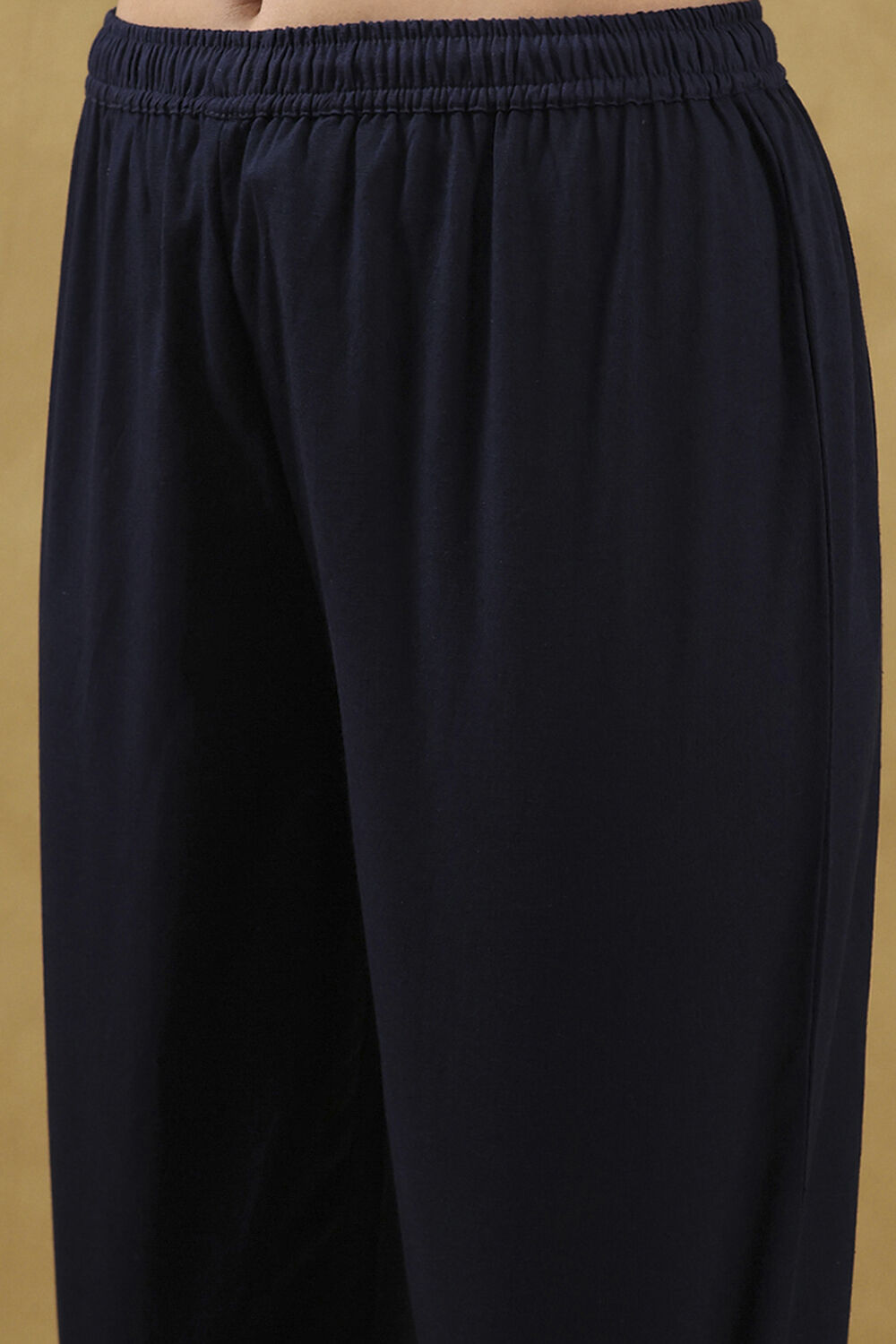 Indigo Blue Cotton Solid Gathered Suit Set image number 2