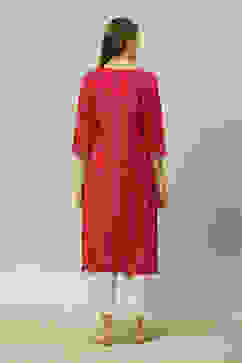 Purple LIVA Straight Printed Kurta image number 3