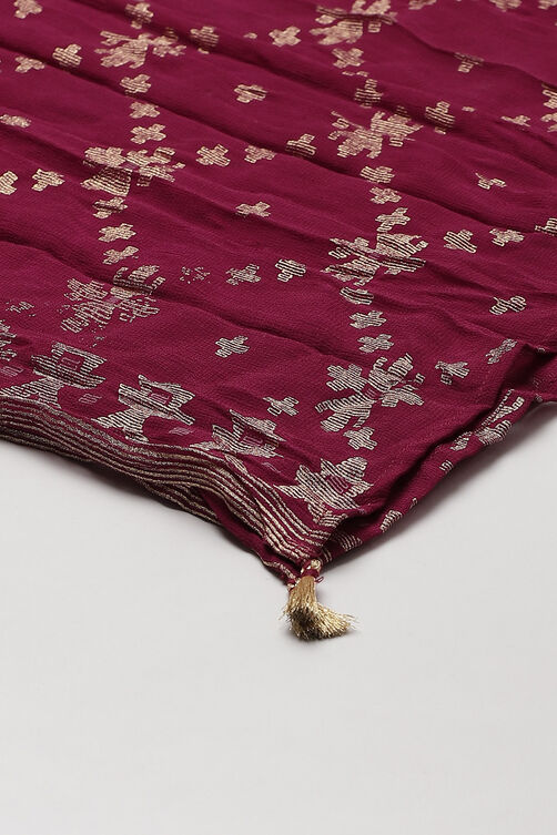 Wine Polyester Georgette Dupatta image number 1