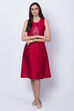 Maroon Polyester Dupioni Straight Dress image number 2