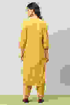 Yellow Rayon Straight Printed Kurta Salwar Suit Set image number 4