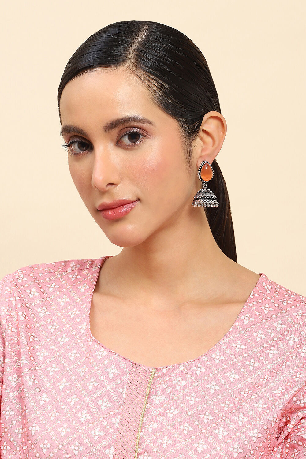 Peach Alloy Drop & danglers image number 3