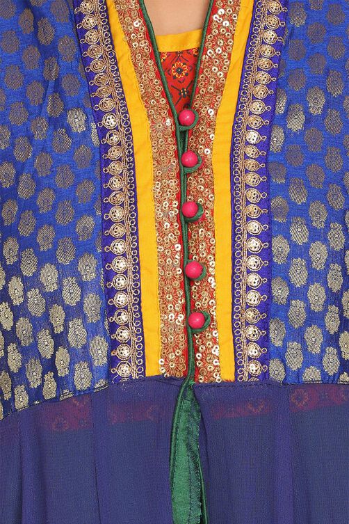 Blue Cotton Kalidar Kurta image number 5