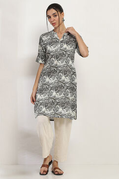 Black Printed Straight Kurta image number 5