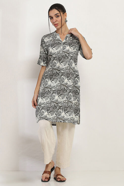 Black Viscose Rayon Straight Kurta image number 5