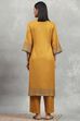 Yellow Polyester Yarndyed Straight Suit Set image number 4