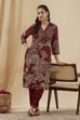 Blue Viscose Blend Straight Printed Kurta Pants Set image number 0