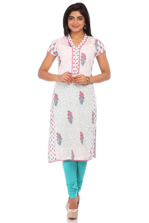 White Cotton Straight Kurta image number 0