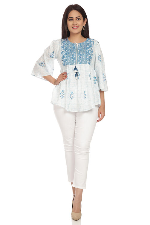 White Short kurta Cotton Indie Top image number 4