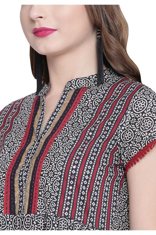 Rangriti Beige Kalidar Cotton Kurta image number 1
