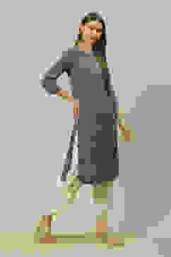 Green LIVA Straight Printed Kurta image number 3