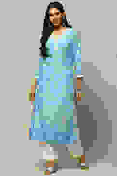 Blue Rayon Staight Kurta image number 5