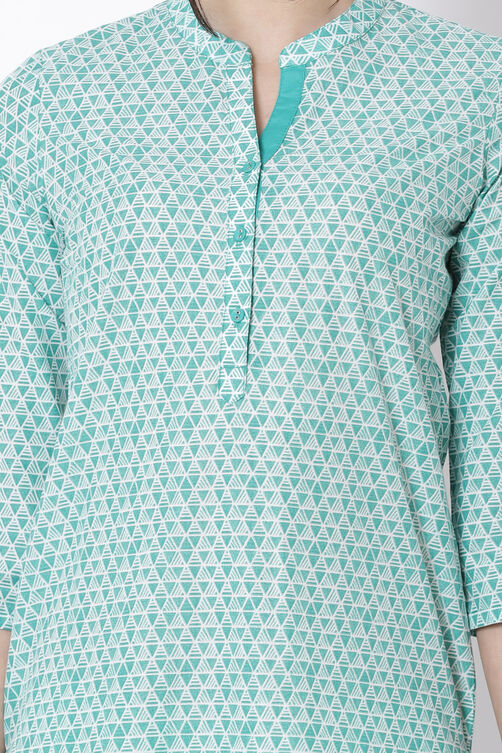 Green Cotton Straight Kurta image number 1