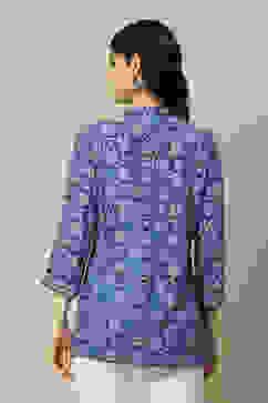 Blue LIVA Straight Printed Top image number 4