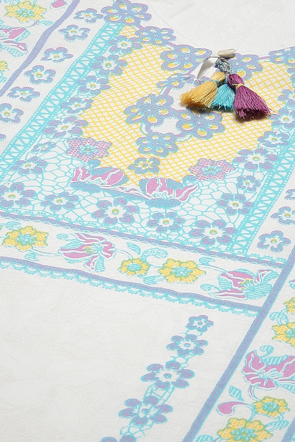 White Poly Chiffon Straight Kurta & Pants Suit Set image number 2