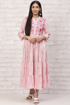 Pink Tired Printed Dress image number 0