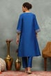 Blue Viscose Blend Embroidered Kalidar Suit Set image number 4