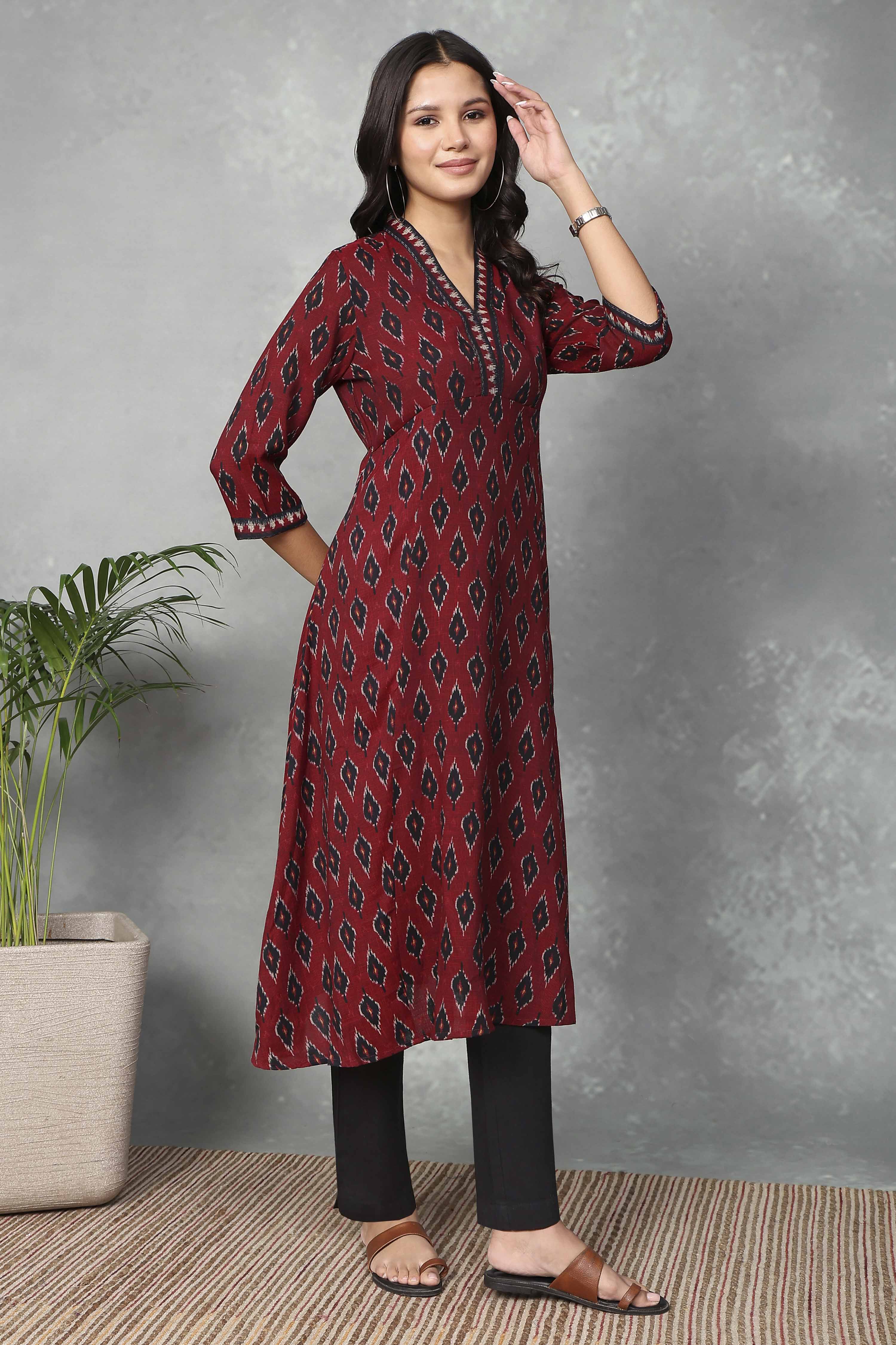 Navy Blue Viscose Polyester A-line & Kalidar Kurtas image number 4