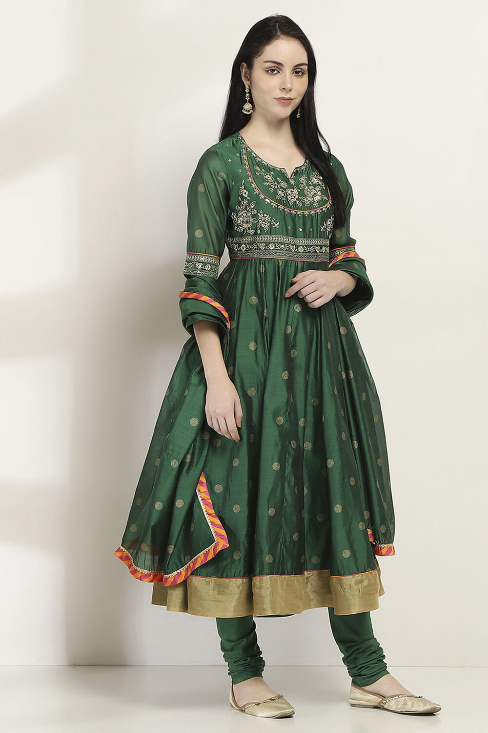 Green Printed Kalidar Suit Set image number 5