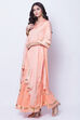 Peach Viscose Cotton Straight Suit Set image number 3