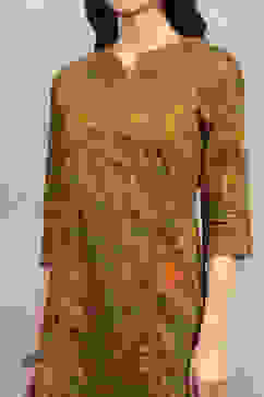 Green Cotton Printed Straight Kurta Pants Set image number 1