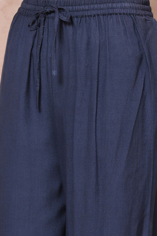 Blue Art Silk Straight Suit Set image number 3