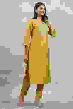 Acid Lime Viscose Blend Solid Straight Kurta Pants Set image number 5