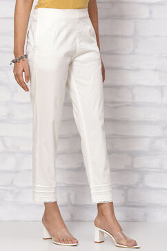 White Solid Slim Pants image number 3
