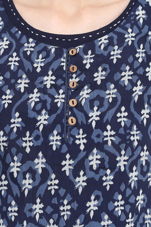 Indigo Straight Poly Chanderi Indie Top image number 1