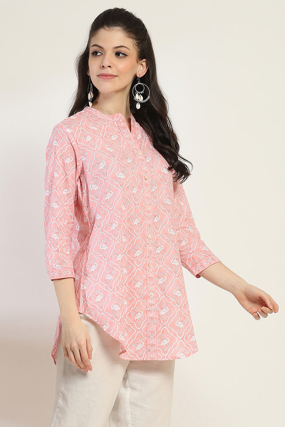 Coral Cotton Straight Kurti image number 4