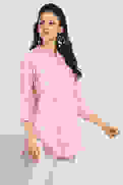 Coral Cotton Straight Kurti image number 4