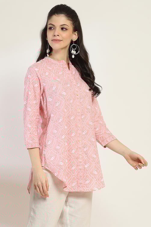 Coral Cotton Straight Kurti image number 4
