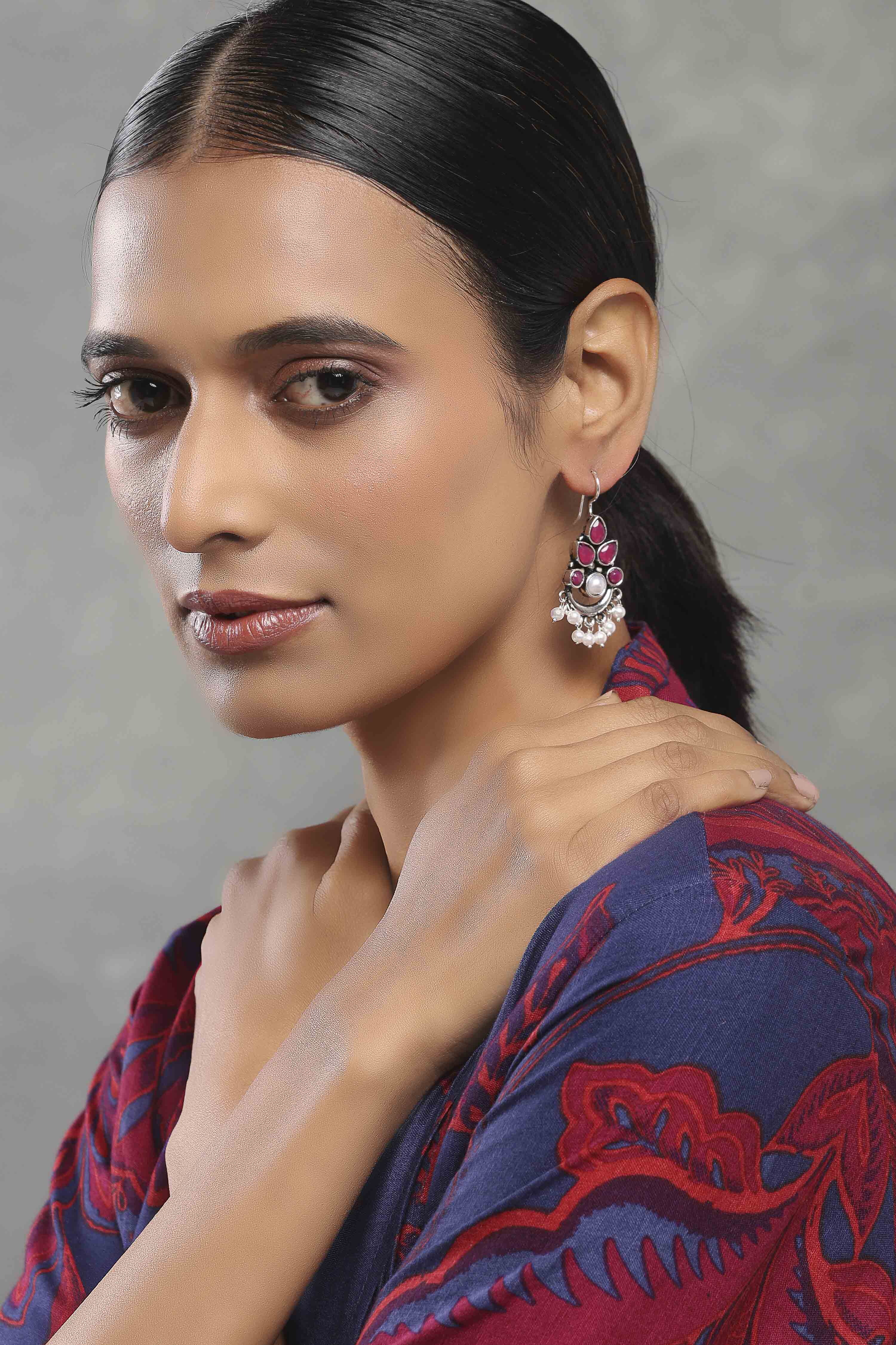 Dark Pink Alloy Drop & Danglers image number 3