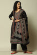 Black Poly Viscose Straight Yarndyed Kurta Palazzo Suit Set image number 0