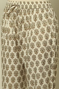 Ivory Viscose Blend Straight Suit Set image number 2