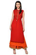 Red Straight Rayon Kurta image number 3