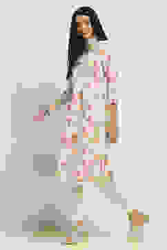 Off-White Cotton Floral Straight Suit Set image number 3