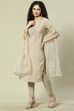 Beige Viscose Woven Straight Kurta Suit Set image number 5