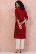 Red Art Silk Straight Kurta image number 4