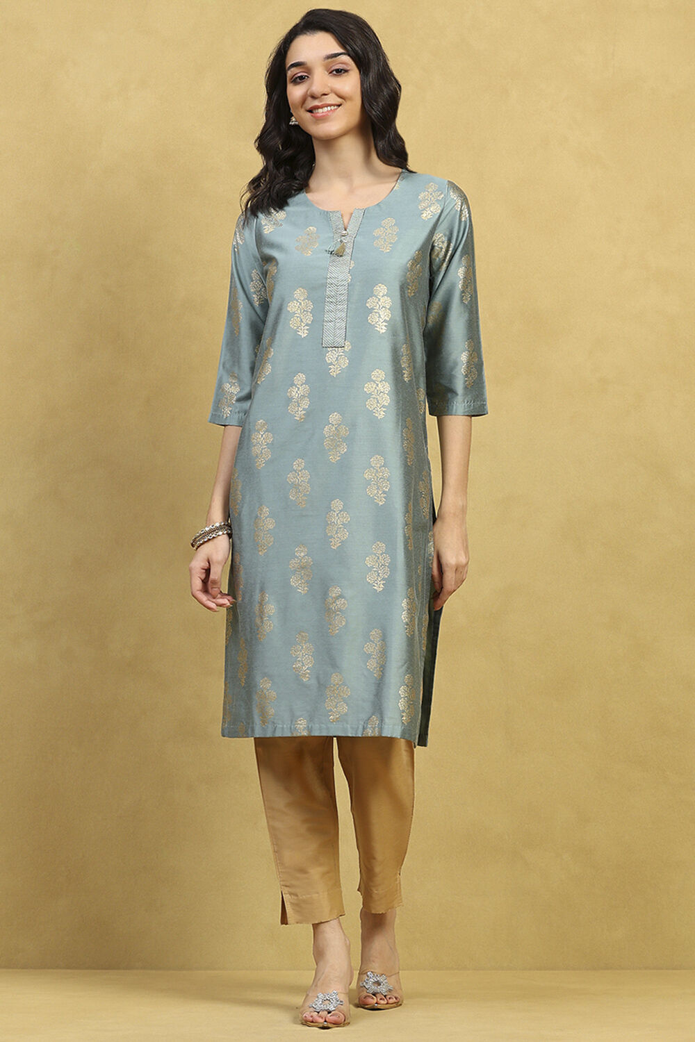 Pink Printed Straight Kurta image number 5