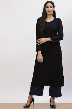 Black Acrylic Straight Kurta image number 0