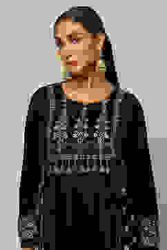 Teal Blue Poly Velvet A-Line Printed Kurta Salwar Suit Set image number 1