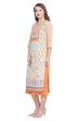 Beige Flared Polyester Kurta image number 3