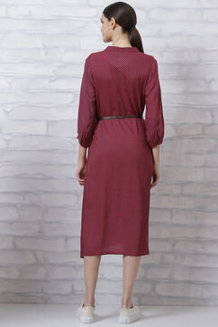 Maroon LIVA Straight Dress image number 4