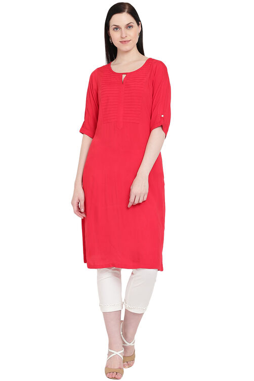 Red Straight Kurta image number 0