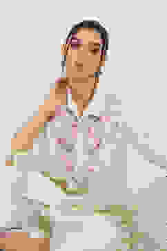 Ivory Cotton Blend Straight Kurta image number 7