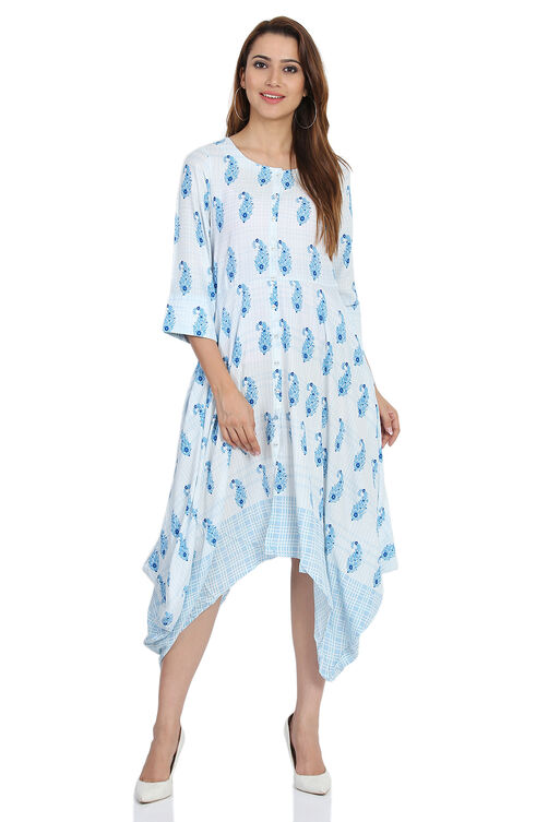 Peach Flared Viscose Dress image number 0