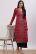 Pink Jacquard Straight Kurta image number 0