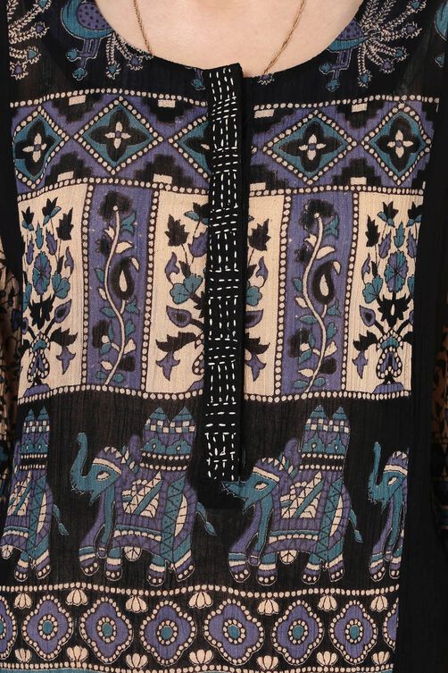 Black Straight Viscose Rayon Kurta image number 4