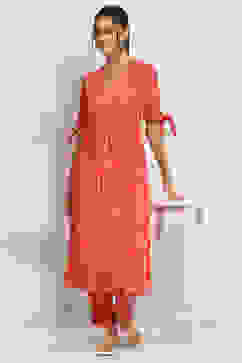 Coral Printed Flared Dress image number 0